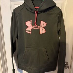 Under Armour Olive Hoodie with Pink Accents